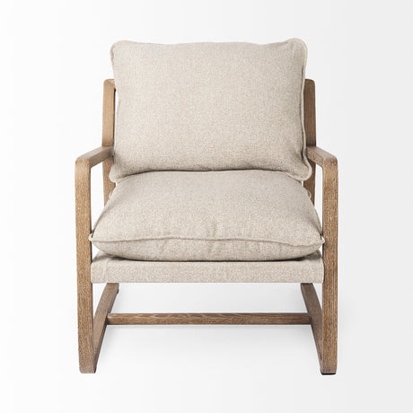 Brayden 28.3L x 34.1W x 35H Light Brown Wood W/ Beige Fabric Seat Accent Chair from Mercana - Luna Furniture