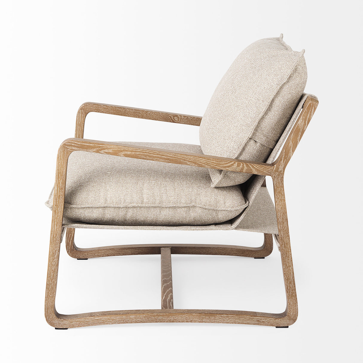 Brayden 28.3L x 34.1W x 35H Light Brown Wood W/ Beige Fabric Seat Accent Chair from Mercana - Luna Furniture