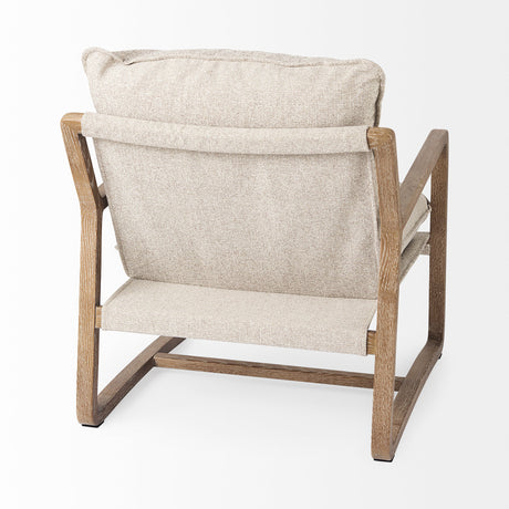 Brayden 28.3L x 34.1W x 35H Light Brown Wood W/ Beige Fabric Seat Accent Chair from Mercana - Luna Furniture