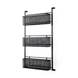 Macrinus 23.4L x 5.5W x 38.6H Black Metal W/Mesh Wall Mounted Shelf from Mercana - Luna Furniture