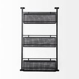 Macrinus 23.4L x 5.5W x 38.6H Black Metal W/Mesh Wall Mounted Shelf from Mercana - Luna Furniture