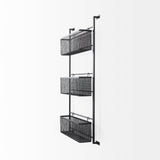 Macrinus 23.4L x 5.5W x 38.6H Black Metal W/Mesh Wall Mounted Shelf from Mercana - Luna Furniture