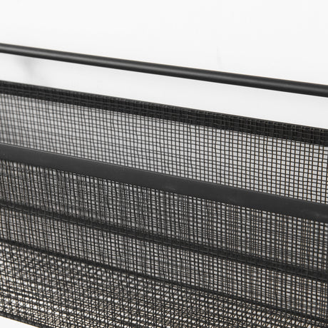 Macrinus 23.4L x 5.5W x 38.6H Black Metal W/Mesh Wall Mounted Shelf from Mercana - Luna Furniture