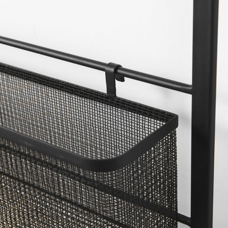 Macrinus 23.4L x 5.5W x 38.6H Black Metal W/Mesh Wall Mounted Shelf from Mercana - Luna Furniture