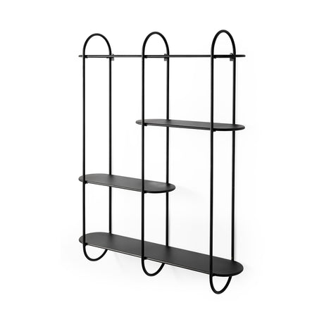 Decimus 36.6L x 8.7W x 45.7H Black Metal Wall Mounted 3 Tiered Shelf from Mercana - Luna Furniture
