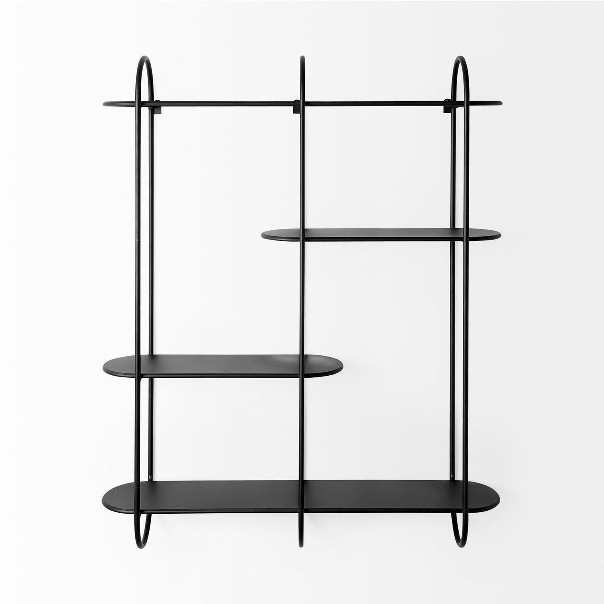 Decimus 36.6L x 8.7W x 45.7H Black Metal Wall Mounted 3 Tiered Shelf from Mercana - Luna Furniture
