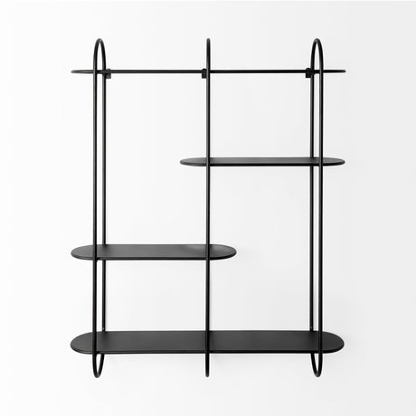 Decimus 36.6L x 8.7W x 45.7H Black Metal Wall Mounted 3 Tiered Shelf from Mercana - Luna Furniture