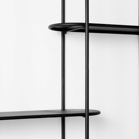 Decimus 36.6L x 8.7W x 45.7H Black Metal Wall Mounted 3 Tiered Shelf from Mercana - Luna Furniture