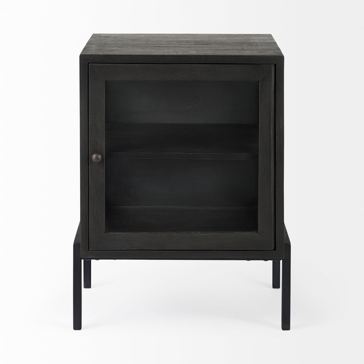 Arelius 20L x 18W x 26H Black-Brown Wood W/ Black Metal Frame End/Side Table from Mercana - Luna Furniture