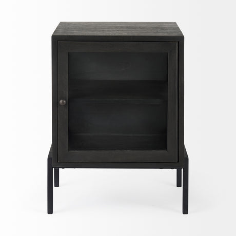 Arelius 20L x 18W x 26H Black-Brown Wood W/ Black Metal Frame End/Side Table from Mercana - Luna Furniture