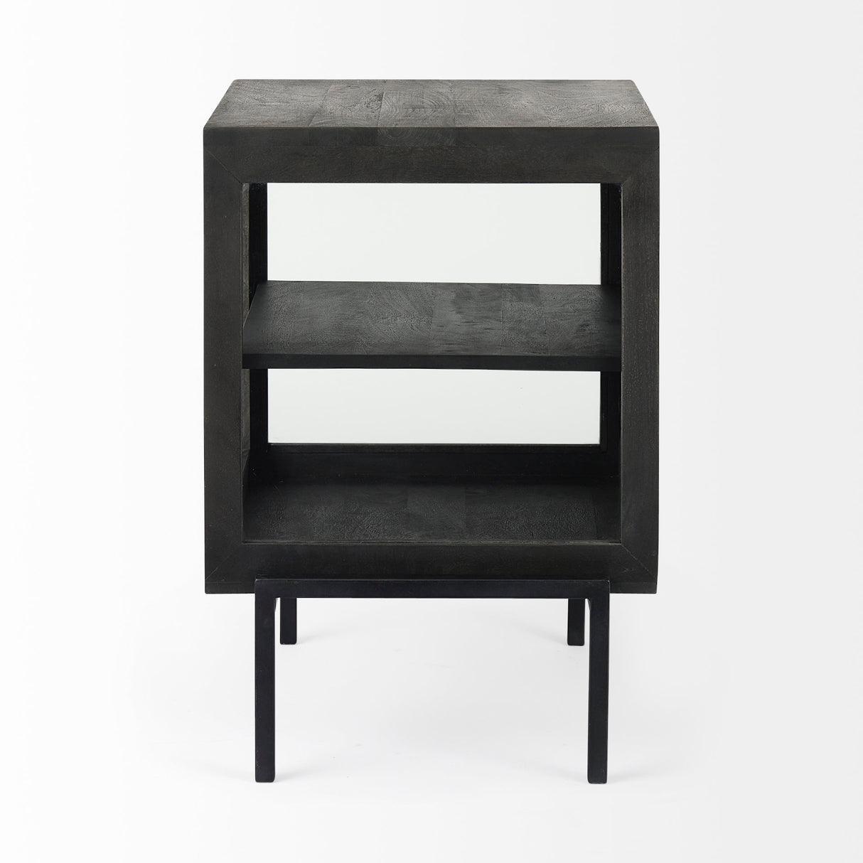 Arelius 20L x 18W x 26H Black-Brown Wood W/ Black Metal Frame End/Side Table from Mercana - Luna Furniture