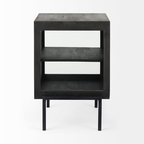 Arelius 20L x 18W x 26H Black-Brown Wood W/ Black Metal Frame End/Side Table from Mercana - Luna Furniture