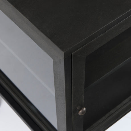 Arelius 20L x 18W x 26H Black-Brown Wood W/ Black Metal Frame End/Side Table from Mercana - Luna Furniture
