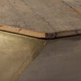 Esagono Octagonal Gold Metal-Clad Reclaimed Wood Coffee Table w/ Storage from Mercana - Luna Furniture