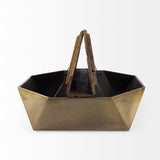 Esagono Octagonal Gold Metal-Clad Reclaimed Wood Coffee Table w/ Storage from Mercana - Luna Furniture
