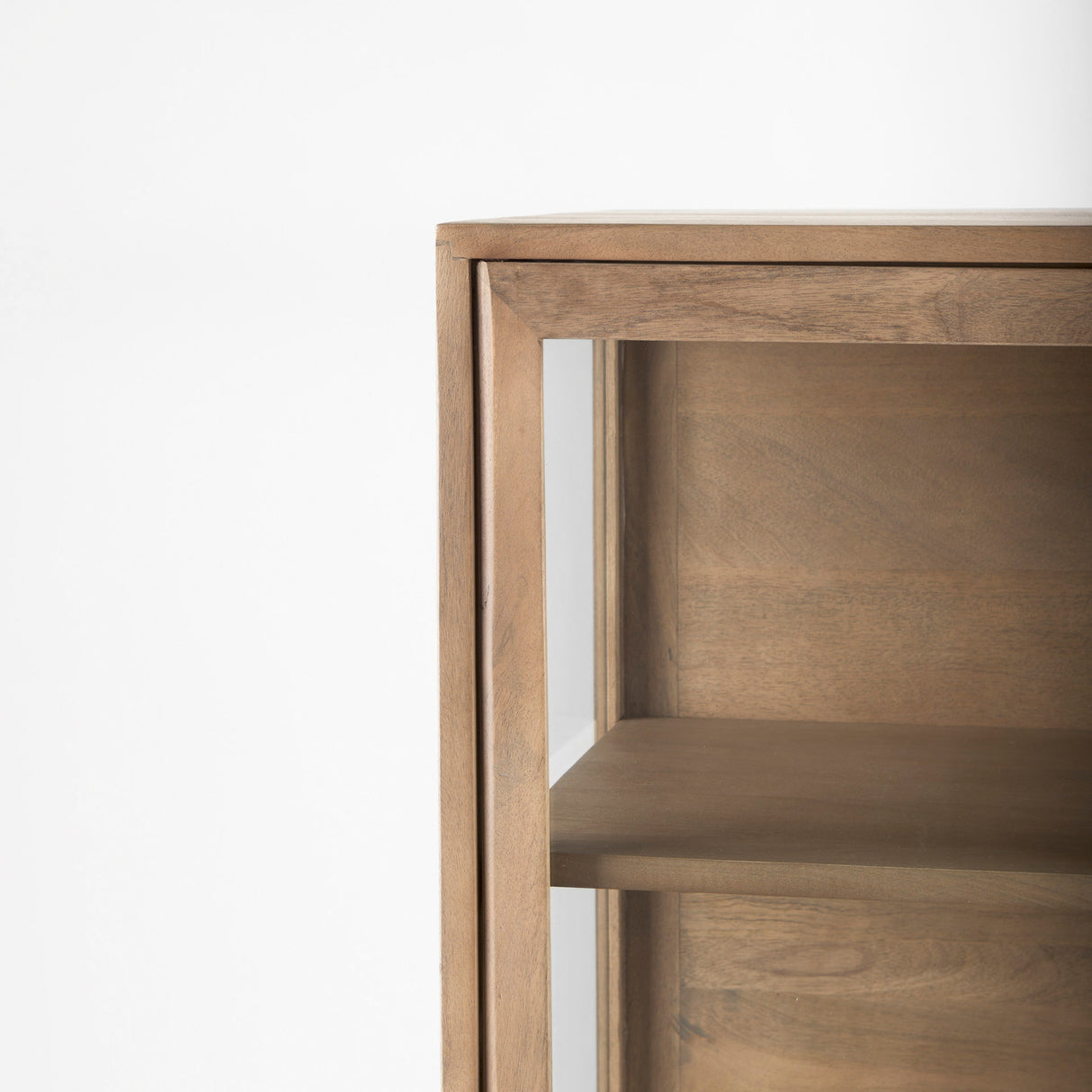 Arelius 36L x 18.75W x 63H Light Brown Wood W/ Black Metal Base Display Cabinet from Mercana - Luna Furniture