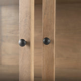 Arelius 36L x 18.75W x 63H Light Brown Wood W/ Black Metal Base Display Cabinet from Mercana - Luna Furniture