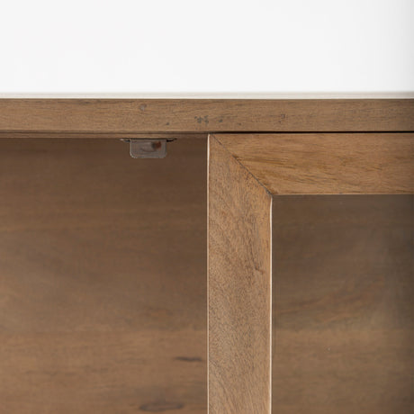 Arelius 36L x 18.75W x 63H Light Brown Wood W/ Black Metal Base Display Cabinet from Mercana - Luna Furniture