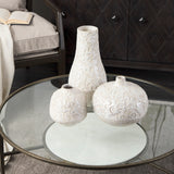 Jadiza II Medium White Glaze Floral Pattern Vase from Mercana - Luna Furniture
