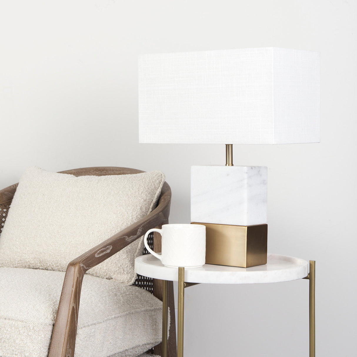 Stella 17L x 17W White Round Marble Top W/Gold Base Accent Table from Mercana - Luna Furniture