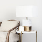 Stella 17L x 17W White Round Marble Top W/Gold Base Accent Table from Mercana - Luna Furniture