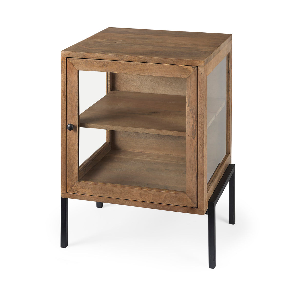 Arelius 20L x 18W x 26H Light Brown Wood W/ Black Metal Frame End/Side Table from Mercana - Luna Furniture