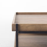 Trey 48x46 Rectangular Brown Solid Wood Top Table Black Metal Frame Two-Tier Coffee Table from Mercana - Luna Furniture