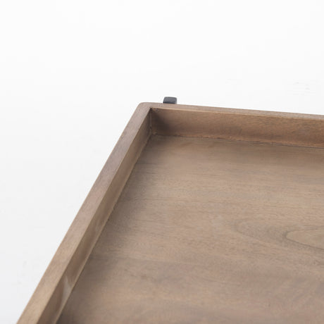 Trey 48x46 Rectangular Brown Solid Wood Top Table Black Metal Frame Two-Tier Coffee Table from Mercana - Luna Furniture