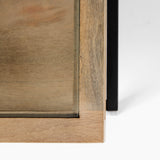 Arelius 42" Square Glass-Top Light Brown w/ Black Metal Base Display Coffee Table from Mercana - Luna Furniture