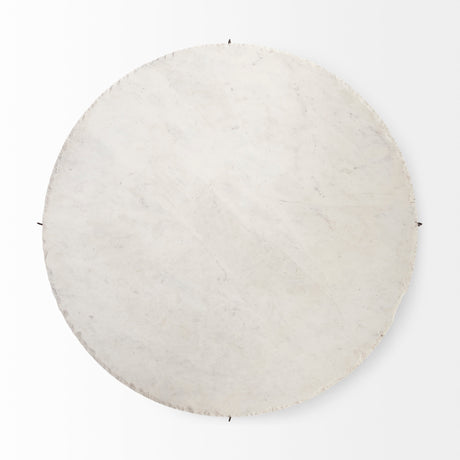 Reinhold 49" Round White Marble Top Gold Metal Base Coffee Table from Mercana - Luna Furniture