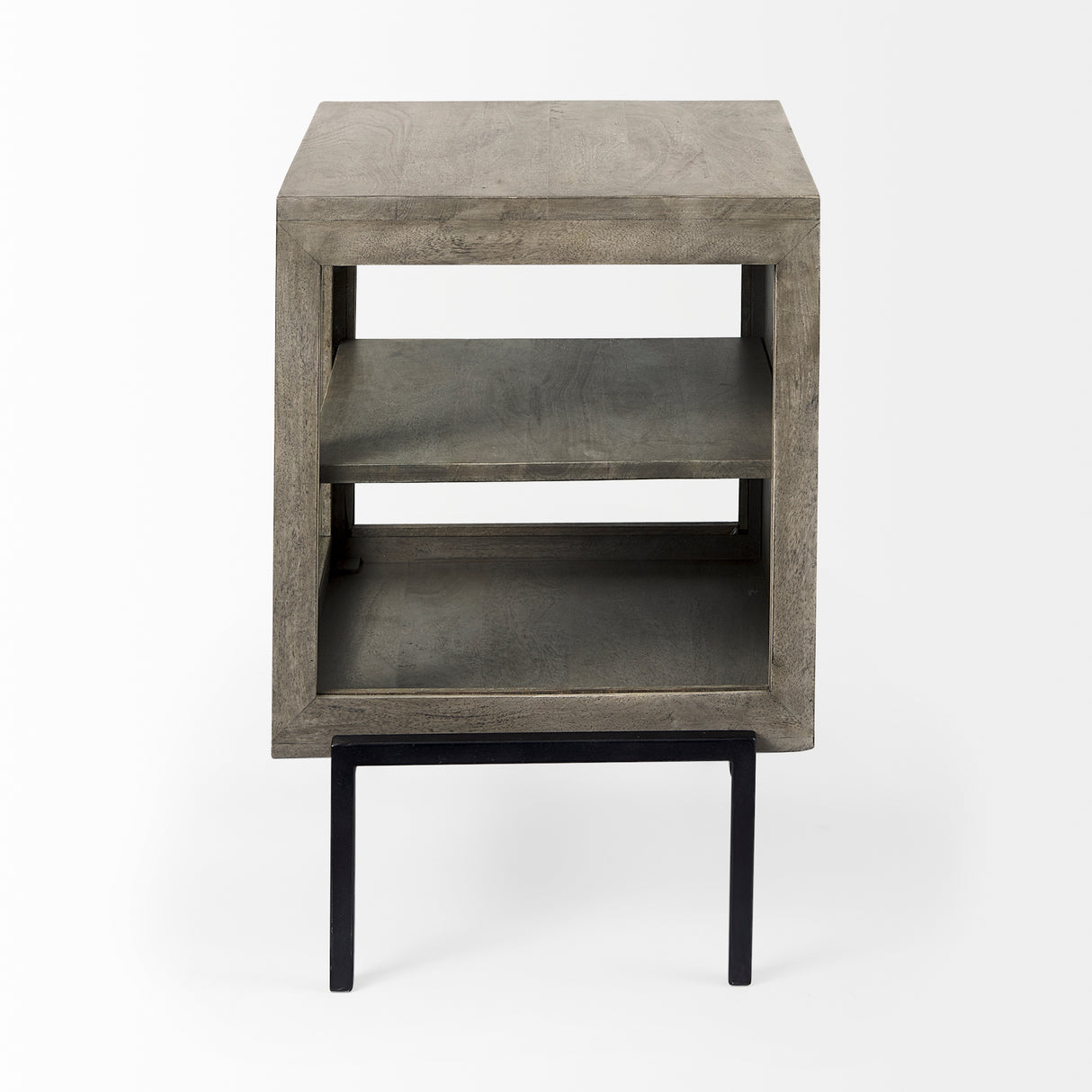 Arelius 20L x 18W x 26H Gray Wood W/ Black Metal Frame End/Side Table from Mercana - Luna Furniture