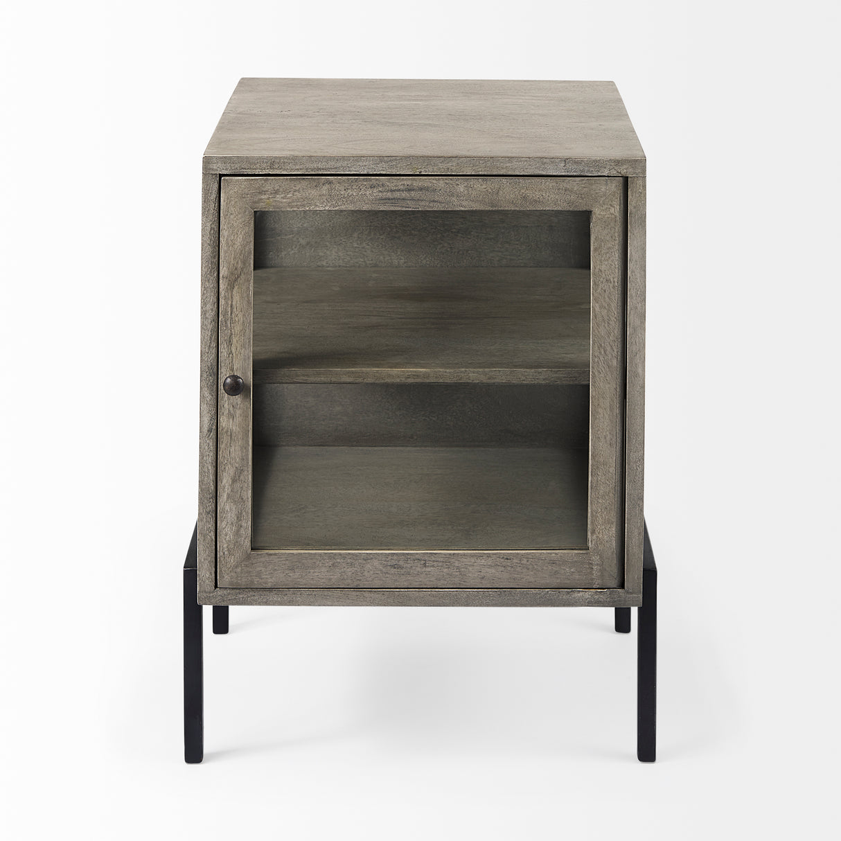 Arelius 20L x 18W x 26H Gray Wood W/ Black Metal Frame End/Side Table from Mercana - Luna Furniture