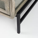Arelius 42" Square Glass-Top Gray Wood w/ Black Metal Base Display Coffee Table from Mercana - Luna Furniture