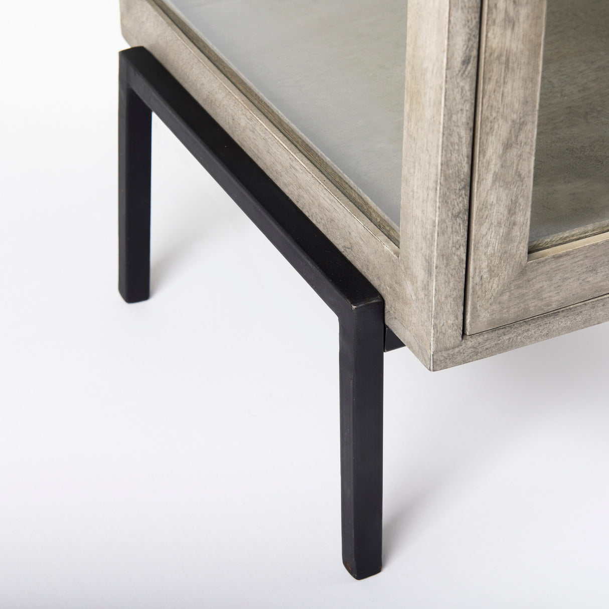 Arelius 20L x 18W x 26H Gray Wood W/ Black Metal Frame End/Side Table from Mercana - Luna Furniture