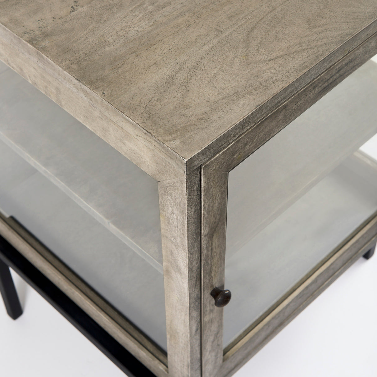 Arelius 20L x 18W x 26H Gray Wood W/ Black Metal Frame End/Side Table from Mercana - Luna Furniture