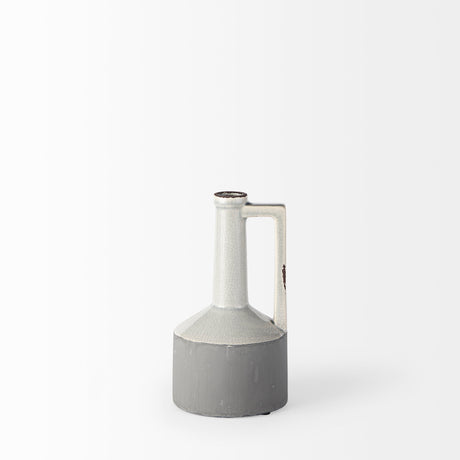 Burton 10.2H Small Two Tone Gray Ceramic Jug Vase from Mercana - Luna Furniture