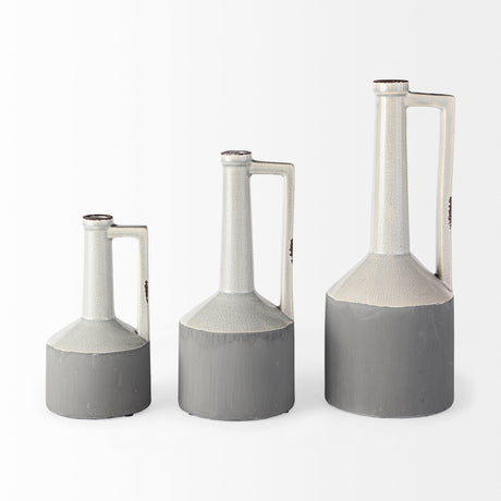 Burton 14.2H Medium Two Tone Gray Ceramic Jug Vase from Mercana - Luna Furniture