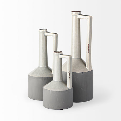 Burton 14.2H Medium Two Tone Gray Ceramic Jug Vase from Mercana - Luna Furniture