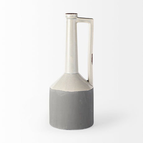 Burton 16.7H Large Two Tone Gray Ceramic Jug Vase from Mercana - Luna Furniture