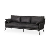 Cochrane 82L x 33W x 32.3 Black Leather Three Seater Sofa from Mercana - Luna Furniture