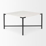 Lucas 30x30 White Marble Top Black Metal Base Coffee Table from Mercana - Luna Furniture