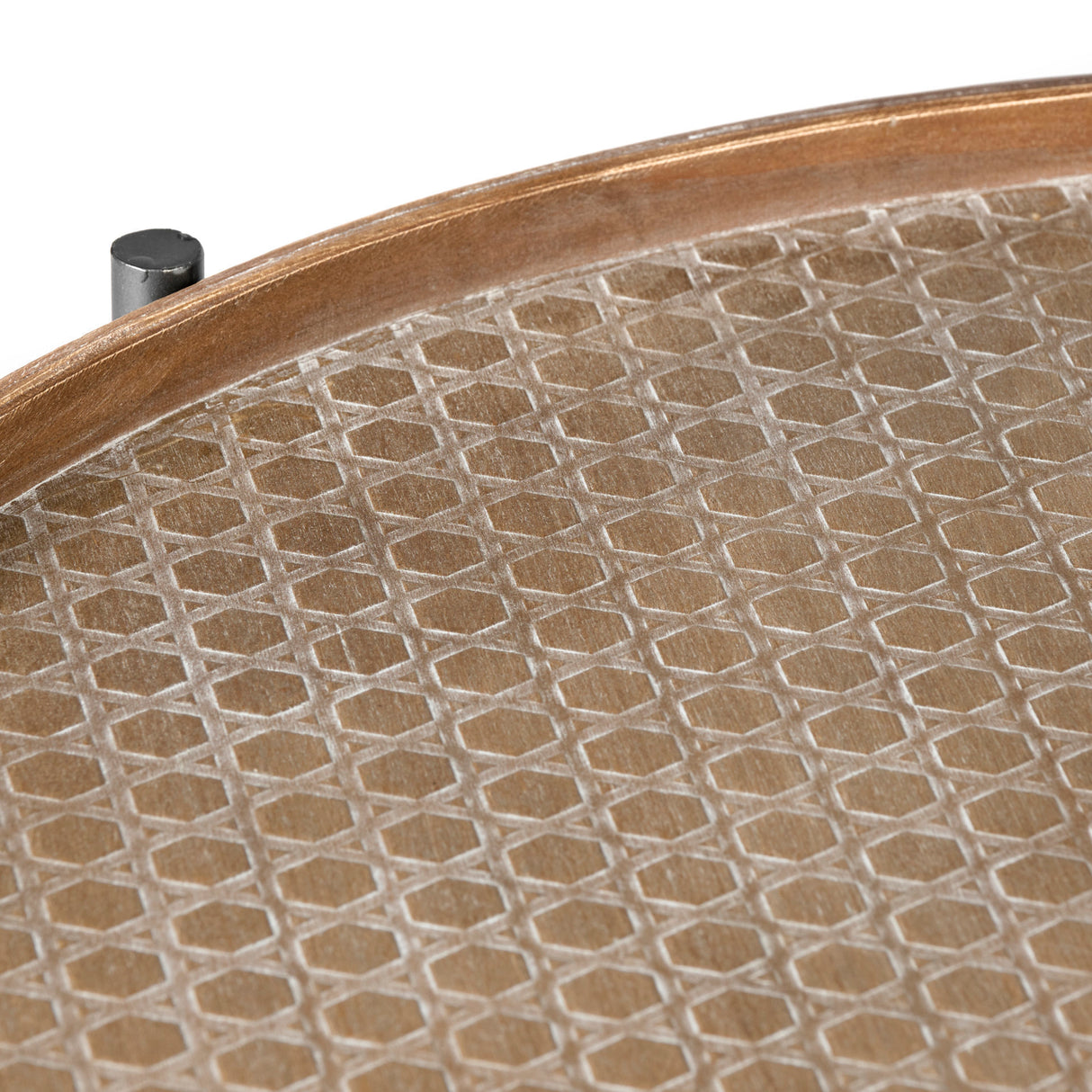 Kade 33" Round Brown Table Gray Metal Frame Two-Tier Coffee Table from Mercana - Luna Furniture