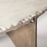 Reinhold 49" Round White Marble Top Gold Metal Base Coffee Table from Mercana - Luna Furniture