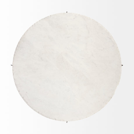 Reinhold 49" Round White Marble Top Gold Metal Base Coffee Table from Mercana - Luna Furniture