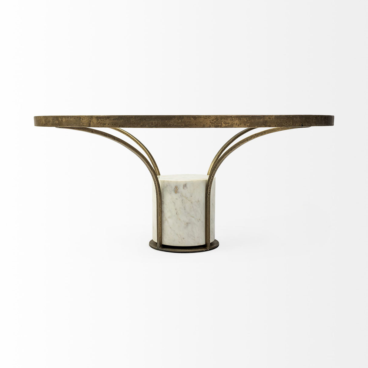 Jacinta 36" Round Glass Top Metal and Marble Pedestal Coffee Table from Mercana - Luna Furniture