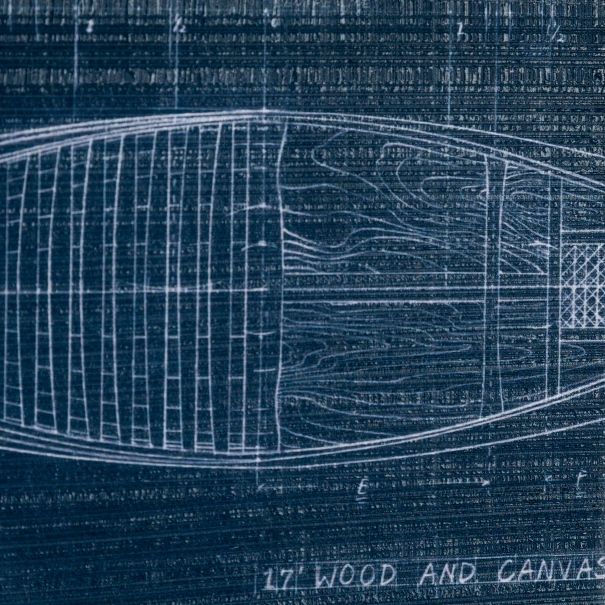 Canoe Blueprint by Dayna a Hand Embellished Textured Framed Art Print Matted under Glass from Mercana - Luna Furniture