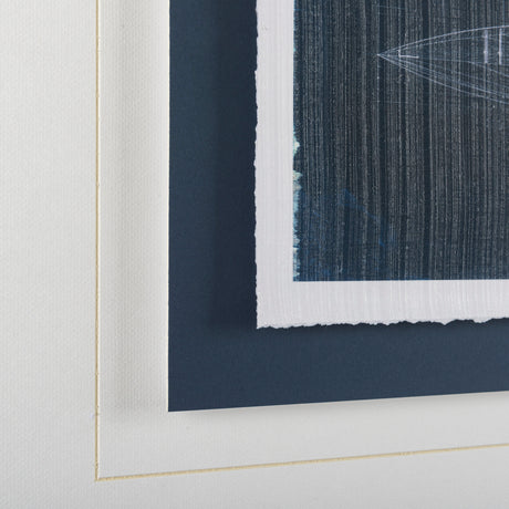 Kayak Blueprint by Dayna a Hand Embellished Textured Framed Art Print Matted under Glass from Mercana - Luna Furniture