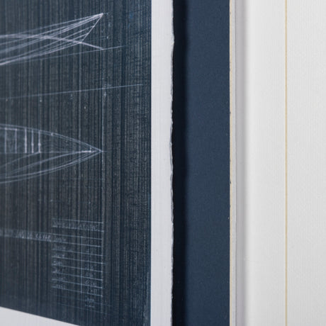 Kayak Blueprint by Dayna a Hand Embellished Textured Framed Art Print Matted under Glass from Mercana - Luna Furniture