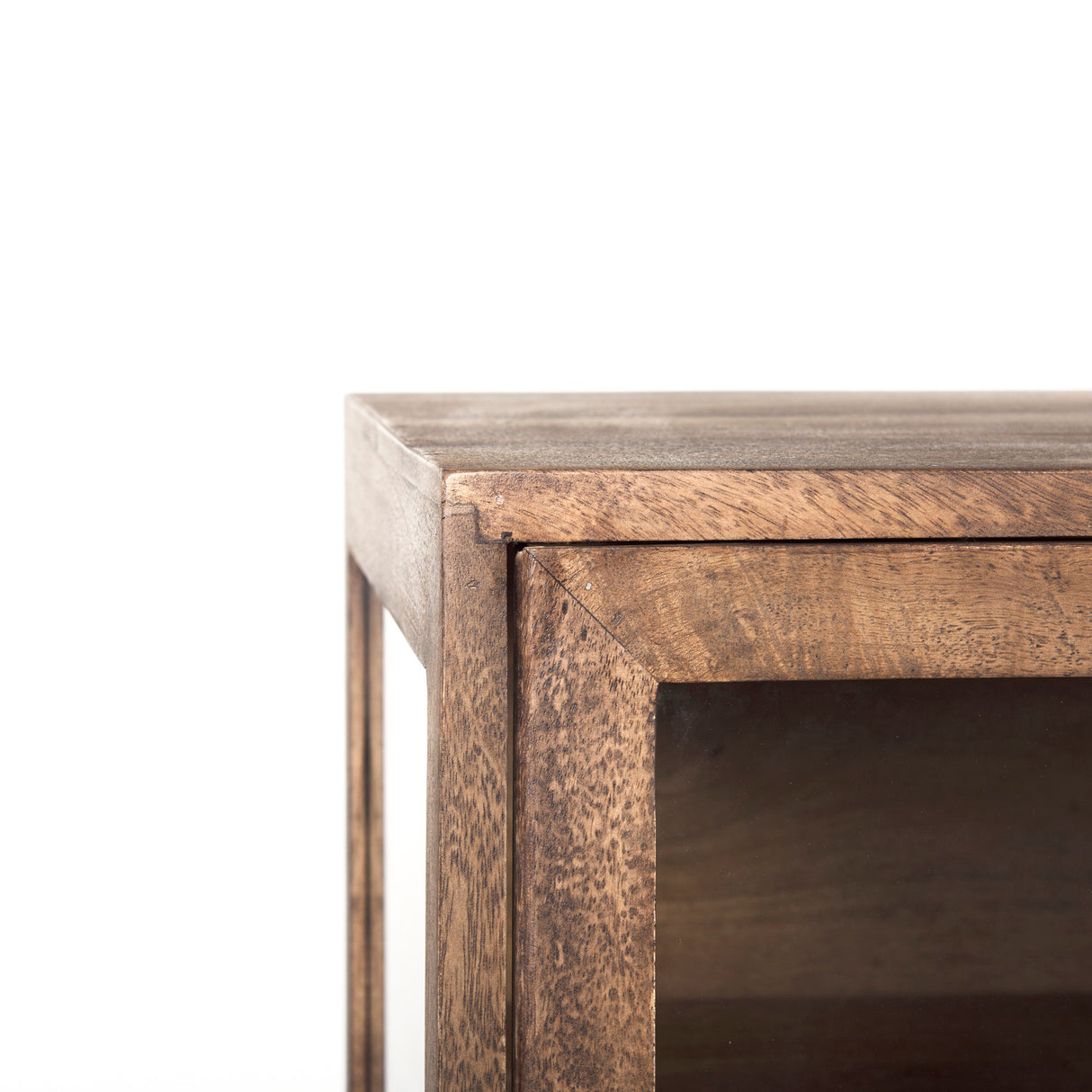 Arelius 70L x 18.75W x 32H Medium Brown, Black Metal Base w/ 4 Glass Door Cabinets Sideboard from Mercana - Luna Furniture