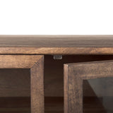 Arelius 70L x 18.75W x 32H Medium Brown, Black Metal Base w/ 4 Glass Door Cabinets Sideboard from Mercana - Luna Furniture